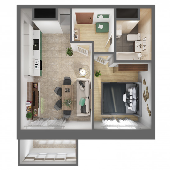 Двухкомнатная квартира 38 м²