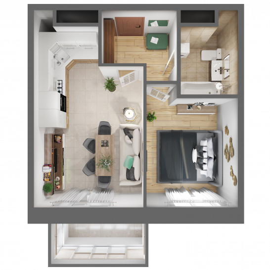 Двухкомнатная квартира 39.7 м²