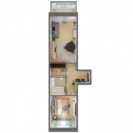 Двухкомнатная квартира 46.1 м²