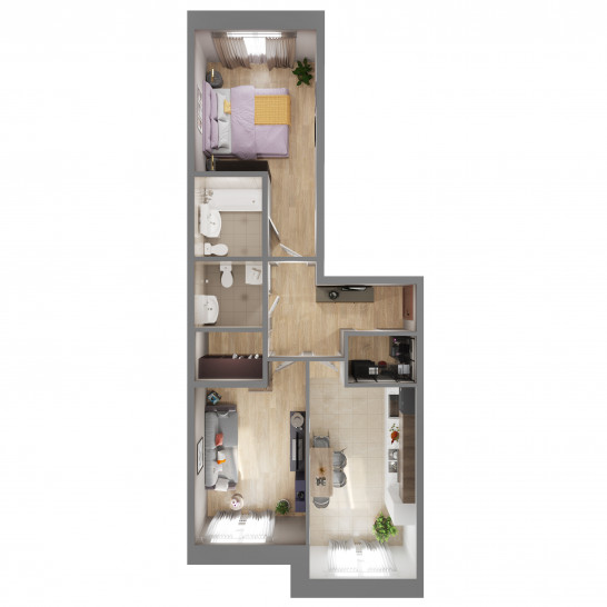 Двухкомнатная квартира 63.9 м²
